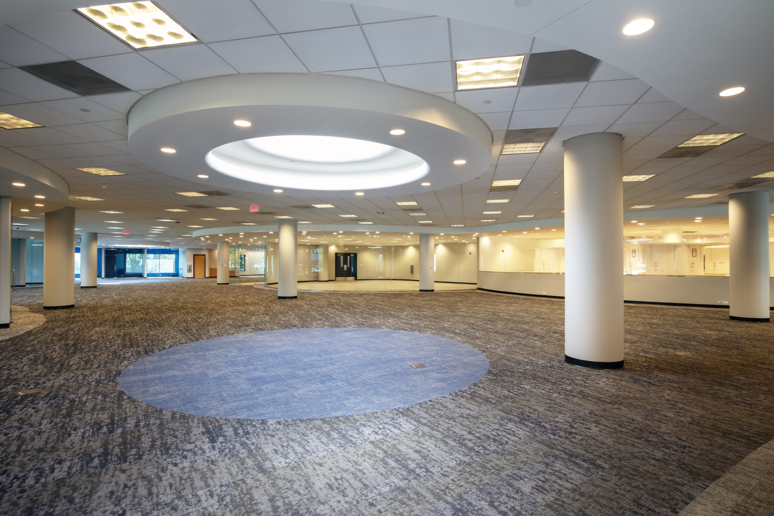 open building with giant circle ceiling window
